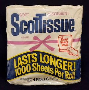 Vintage 1985 Scott Tissue ScotTissue Toilet Paper 4  Roll Pack  **BRAND NEW** - Picture 1 of 3