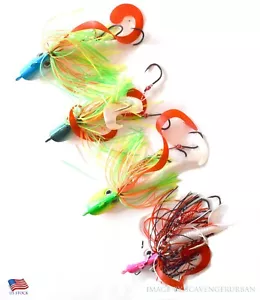 4 NEW 1 1/2 Oz. BEARDED BUZZBAIT BUCKTAIL JIGS FOR FLOUNDER FLUKE BASS - Picture 1 of 6