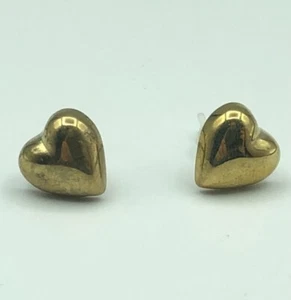 Heart Earrings Gold Tone Studs Pierced Ears Party Love Romance Pretty Festival - Picture 1 of 11