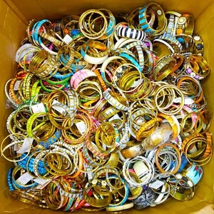 Mixed Lot Of Bangle Sets 50 Pcs Metal Wood Bone  - Picture 1 of 1