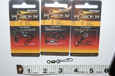 3 packs spro power swivel stainless steel hooked snap #1 24kgs (52lb) 4583-001 - Image 1 of 4