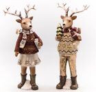 Dekofigur Weihnachten stehender Hirsch H 29cm 2er Set Tischdeko Figur 56559