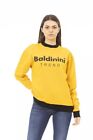 Baldinini Trend Chic Yellow Cotton Fleece Hoodie with Women's Logo Authentic