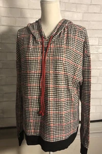 Self Esteem Clothing Black & Tango Red Houndstooth Hoodie XL NWOT - Picture 1 of 8