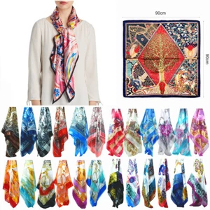 3 Pcs Womens Hijab Scarf Silk Feel Satin Square Head Shawl Wraps Scarves 35"x35" - Picture 1 of 18