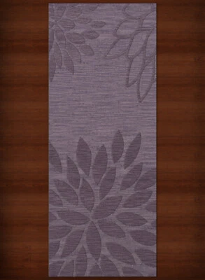 Purple Transitional Hand Hooked Leaves Petals Outline Area Rug Floral DV17 - Image 1 of 2