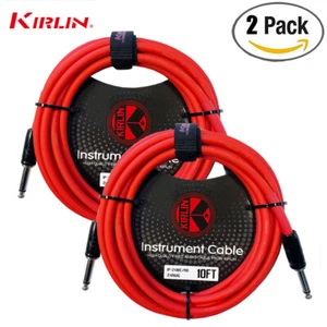 2-PACK Kirlin IP-241-10/RD RED 1/4" 24AWG Instrument Guitar Cable w Cable Tie - Picture 1 of 1