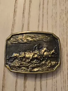 Heritage Solid Brass Belt Buckle 1976 American Cowboy - Picture 1 of 5
