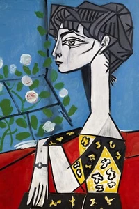 PABLO PICASSO, Jacqueline with Flowers 4x6 GLOSSY PRINTED POSTCARD - Picture 1 of 2
