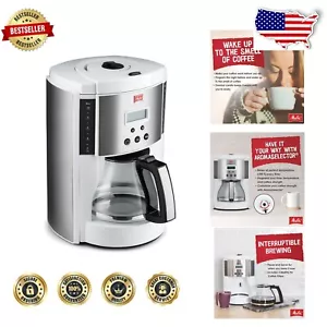 Fully Automatic Drip Coffee Machine - 10 Cups, White Finish with Timer & Filters - Picture 1 of 11