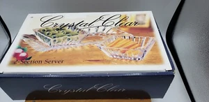 3-piece Crystal Clear "Alexandria" 2-Section Server Japan New Opened Box - Picture 1 of 12