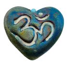 Raku Pottery Heart Stones - Om Symbol - Pocket Worry Stone - Jeremy Diller
