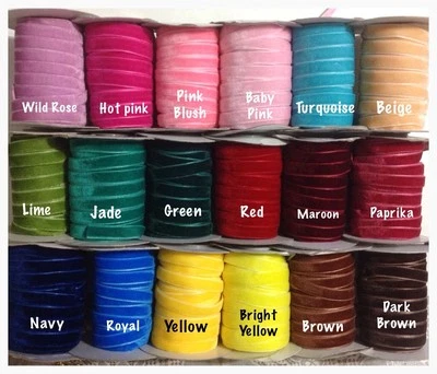 New 10mm Velvet Ribbon-Christmas craft - Sewing-Dressmaking-Gift wrap-26 colours - Image 1 of 4