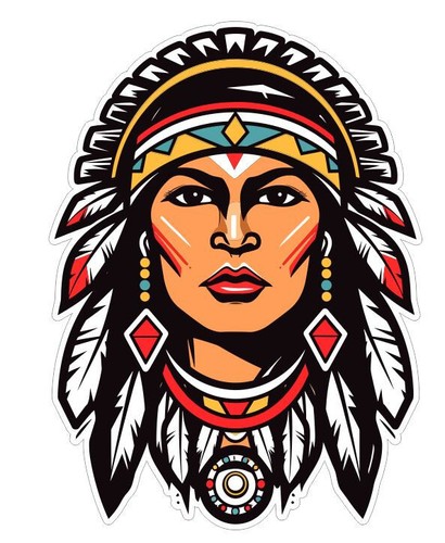 Native American Indian with headdress head dress Sticker Stickers Decal ...