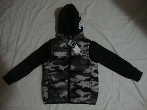 New KIDS Puma PFA20V7O Hooded Puffer Camo Jacket Full Zip Grey Size 6 MSRP 52.00 - Picture 1 of 12