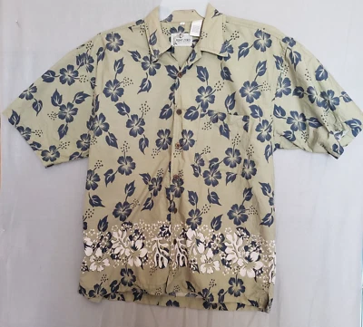 Point Zero Floral 100% Cotton Mens L Short Sleeve Green Button Shirt Vintage Y2K - Image 1 of 4