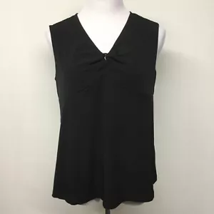 Liz Lange Umstandsmode schwarzes ärmelloses Shirt Top Gr. L V-Ausschnitt Stretch - Bild 1 von 6
