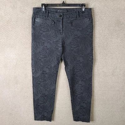 Yansi Fugel Pants Womens 10 Black Snake Print Slim Leg Ankle Zip Stretch - Image 1 of 4