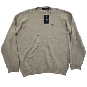 IZOD Men's XL Beige Cable Knit Cotton Crew Neck Pullover Sweater NWT Long Sleeve - Picture 1 of 14