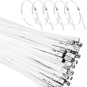 55 fascette per cavi in acciaio inox 4,6 x 500 mm in argento fascette in acciaio - Foto 1 di 24