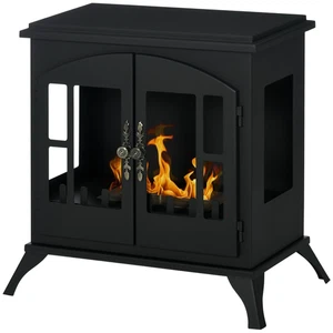 HOMCOM Ethanol Fireplace Stove Freestanding Bioethanol Fire w/ 0.9L Tank Black - Picture 1 of 11