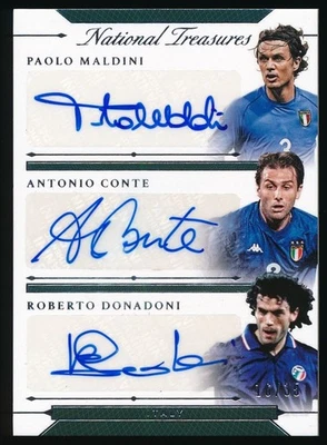 National Treasures Maldini/Conte/Donadoni Triple Signatures 2018 automático 16/35 Foto 1 de 2