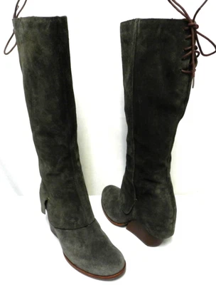 Kork Ease Lorelei Suede tall knee high zip boots back tie gray brown Size Sz 7 - Image 1 of 4