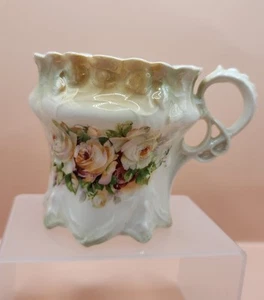 Antique ART NOUVEAU SHAVING MUG - ROSES Porcelain Made in Germany 3.5" Tall - Picture 1 of 11