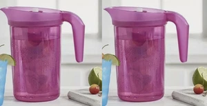 TWO Tupperware Infuser Pitchers 2 qt Impressions Style w/ Seal Radish Color New - Picture 1 of 5