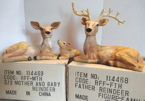 Vintage Deer Family Buck, Doe & Baby Fawn Figurine Resin/Hard Plastic - Picture 1 of 23