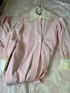Vtg 50s Odette Barsa Lace Robe Satin Ribbon Bow Dressing Gown Tearose Pink M L - Picture 1 of 6