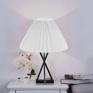 Lampshade Table Accessories Small Pleated White Cloth Wall Light Cover Durable - Picture 1 of 12