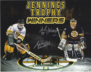 ANDY MOOG AND REJEAN LEMELIN SIGNED AUTO 8x10 BOSTON BRUINS PHOTO W/ CERT - Picture 1 of 1