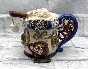 Heather Goldminc Blue Sky Clayworks The Coffee Bean Cafe Tea LightCandle Holder - Picture 1 of 5