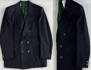 Brioni Wool Club Jacket Regular Double Breasted Blazer Two-Row Jacket Blue 48 - Picture 1 of 12