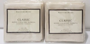 2 New Packs Pottery Barn 100% Cotton Hotel Cocktail Napkins 10x10 Set of 6 Ivory - Picture 1 of 7