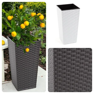 Polyrattan Blumenkübel, Hoch, mit Einsatz – 2 Farben, 5 Größen, indoor/outdoor - Bild 1 von 10