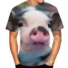 1Pc Mens Funny Animal Pig 3D Print T Shirt Casual Round Neck Short-Sleeve Tops