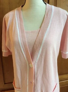 Joan Vass Linen, Cotton, Silk Twinset Pink White nWOT Size 1 (m) - Picture 1 of 6