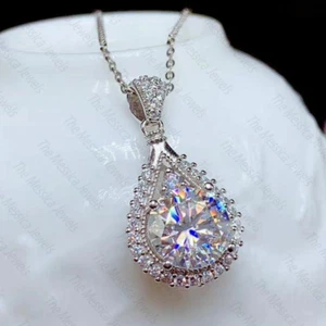 2.10 Ct 8 MM Round Moissanite Women's Pendant Without Chain 925 Sterling Silver - Picture 1 of 12