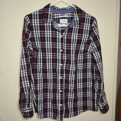 Blusa a Cuadros Charter Club Shirt Shop Calce Relajado Para Mujer Talla 12 Negra Blanca Roja Foto 1 de 4