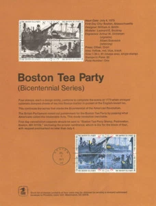 #7311 8c Boston Tea Party Stamp #1480-83 Souvenir Page - Picture 1 of 1