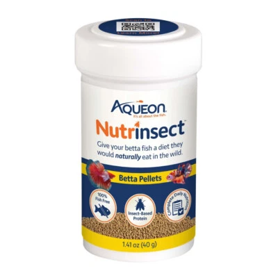 Pellets Betta Aqueon Nutrinsect 1,41 oz Betta Fish Natural Insecto Proteína Dieta Foto 1 de 4