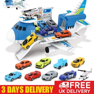 Cargo Plane Toy Gift for Kids Boys Girls age 3 4 5 6,with 8 Min Cars&1Helicopter - Picture 1 of 12
