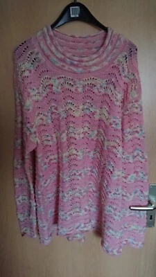 Strickpulli Pullover Gr. 50-52 selbst gestrickt in rosa warm NEU! - Bild 1 von 4