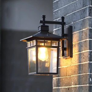 Outdoor Wall Sconce Garden Lighting Fixtures Black Wall Lights Glass Wall Lamp - Picture 1 of 10