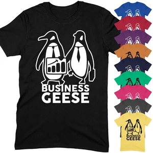 Business Geese Penguin T-Shirt | Funny Animal Cute Gift for Him Fathers Dad Kids - Picture 1 of 16