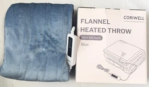 New Coriwell Flannel Electric Heated SOFT Throw Blanket 50" x 60" & Remote - Picture 1 of 3