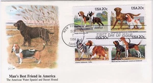 USPS FDC #2098-2101 1984 20¢ Dogs Block of 4 Fleetwood ST2448 - Picture 1 of 2