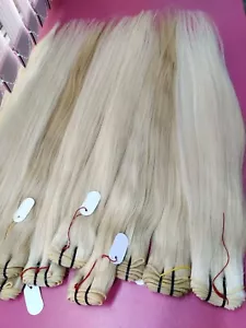 #613 Blonde Human Virgin Hair Bundles Double Weft Extensions - Picture 1 of 16